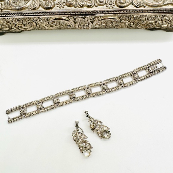 Vintage Rhinestone Bracelet & Sterling Earrings - Picture 11 of 11